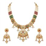 Kundan Choker Necklace Set for Women with Pearl Beads & Meenakari Work