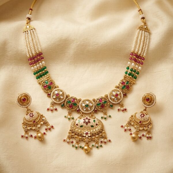 pearl kundan necklace set