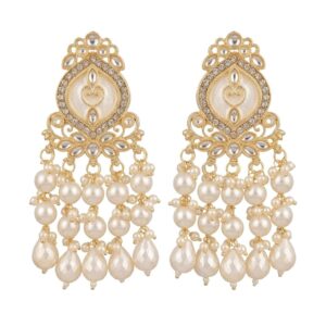 DIva delight Gold Plated Pearl Drop Chandbali Earrings for Women & Girls