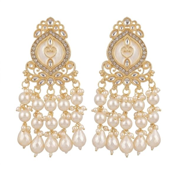 DIva delight Gold Plated Pearl Drop Chandbali Earrings for Women & Girls