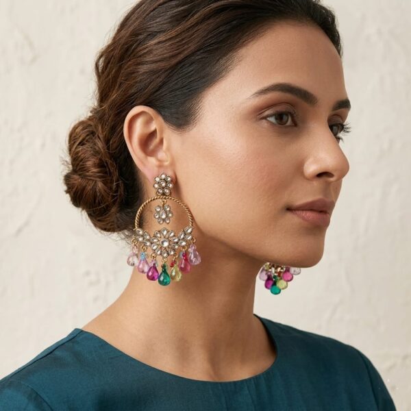 diva delight multicolor Chandbali Earrings for Women