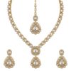 old Plated Kundan Necklace Set with Earrings & Maang Tikka
