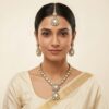 diva delight old Plated Kundan Necklace Set with Earrings & Maang Tikka