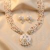 Round Meenakari Kundan Pendant Necklace Set | Rainbow Pearl Haaram | Diva Delight