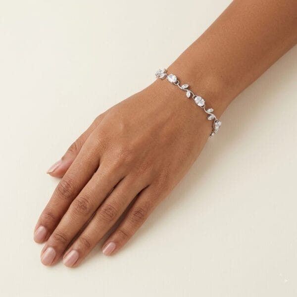 silver plated cubic zirconia vine bracelet