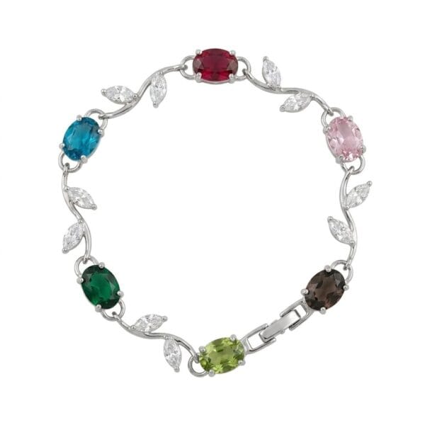 silver vine bracelet with colored stones India