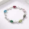 oval cut multicolor gemstone bracelet silver