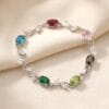 Silver Multicolor Gemstone Vine Bracelet