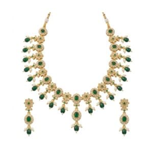 Green Stone Necklace Set with Earrings