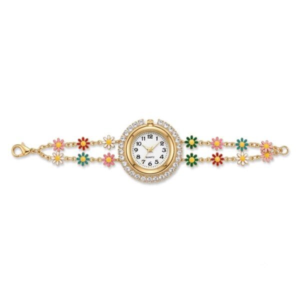 crystal studded dial bracelet watch